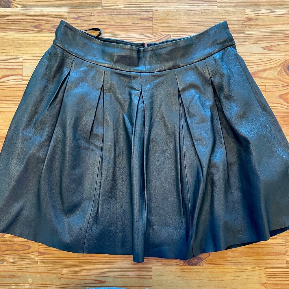 Banana Republic Pleated Black Leather Skirt